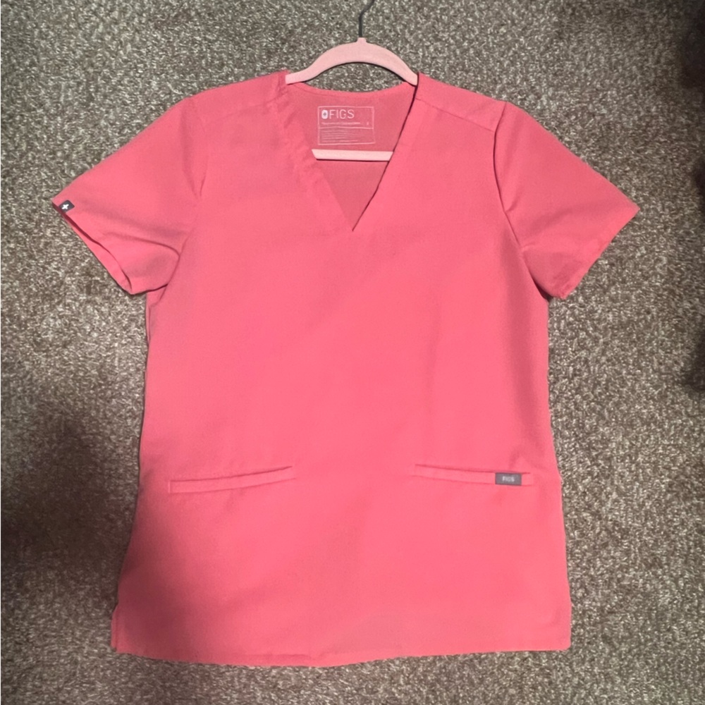 Figs Hot Pink Scrub Top Gem